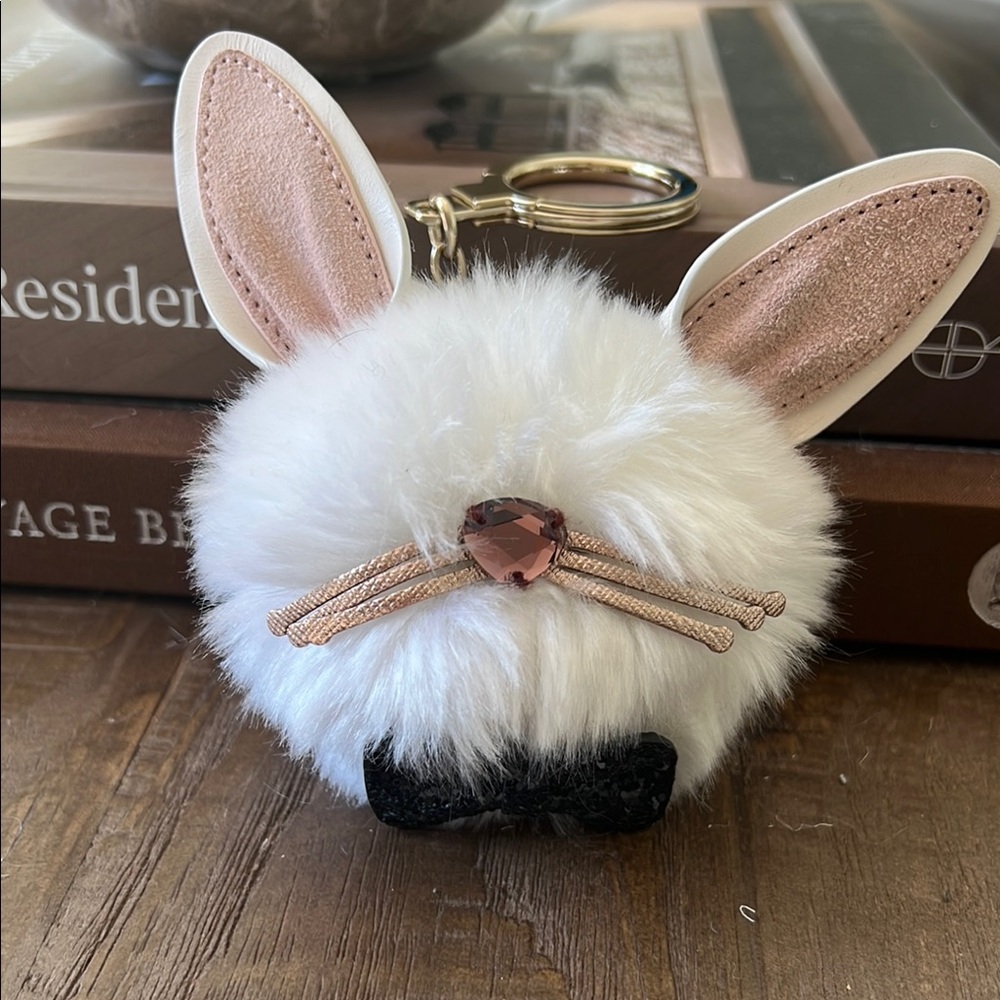 Kate Spade White and Pink Bunny Bag Charm